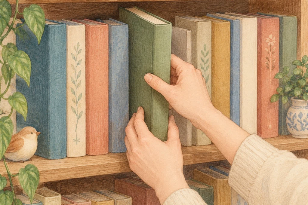 หยิบหนังสือที่กลางสัน