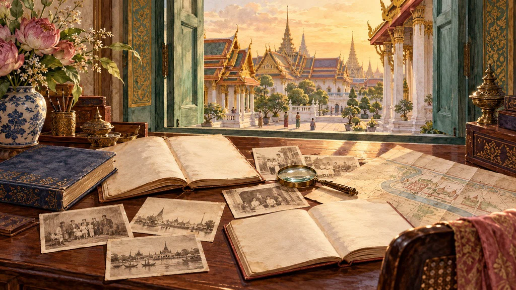 ภาพวาดโต๊ะอ่านบันทึกและภาพถ่ายเก่า ชวนเปรียบเทียบหลักฐานประวัติศาสตร์