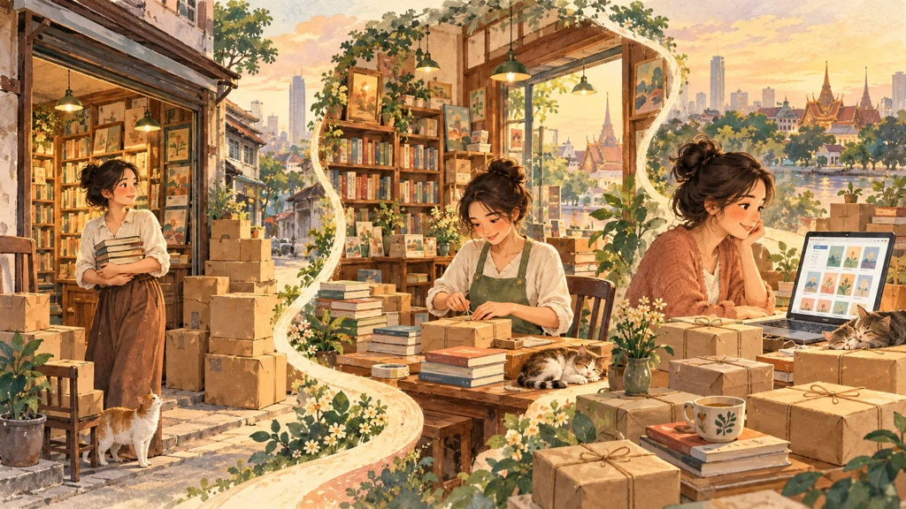 ภาพวาดจินตนาการประกอบการเดินทางของร้านหนังสือบุ๊คกี้