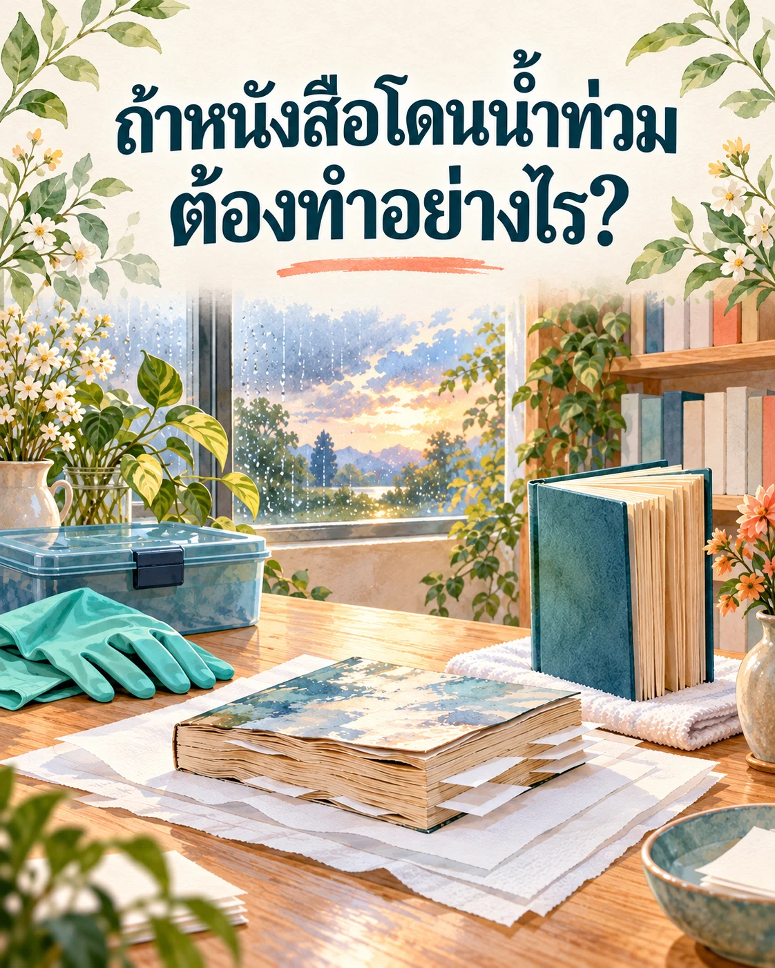 ถ้าหนังสือโดนน้ำท่วม ต้องทำอย่างไร