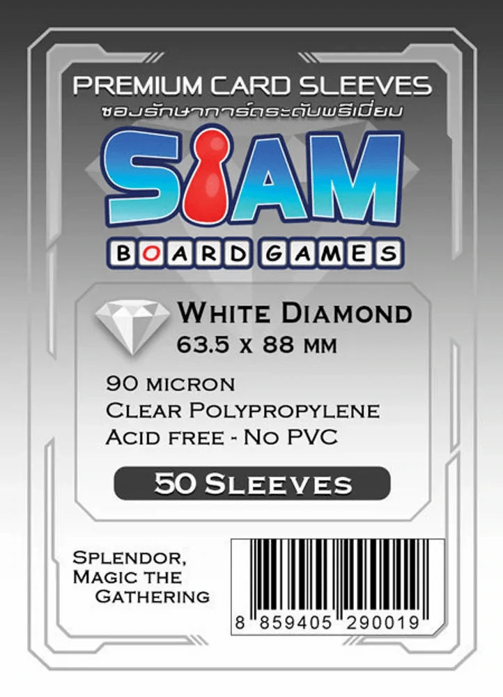 ซองใส่การ์ด 90M 63.5x88 MM White Diamond (Siam Board Game) รูปที่ 1