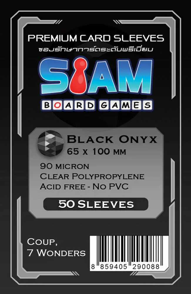 ซองใส่การ์ด 90M 65x100 MM Black Onyx (Siam Board Game) การ์ดใส่เกม Coup และอื่นๆ รูปที่ 1