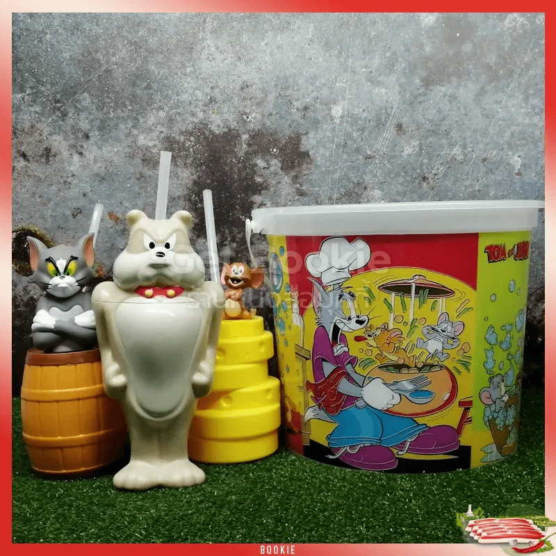 แก้วน้ำ+ถังป๊อบคอร์นโรงหนังจากการ์ตูนเรื่อง Tom & Jerry รูปที่ 1