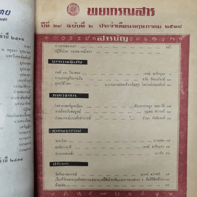 พยากรณสาร นิตยสารของสมาคมโหรแห่งประเทศไทย ปีที่ 29 ฉบับที่ 2 พ.ค.2518 รูปที่ 5