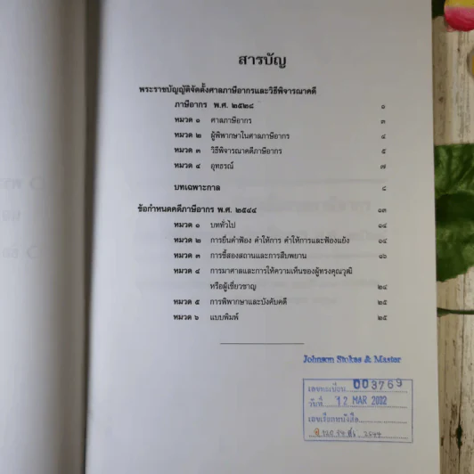 พระราชบัญญัติจัดตั้งศาลภาษีอากร และวิธีพิจารณาคดีภาษีอากร พ.ศ.2528 ข้อกำหนดคดีภาษีอากร พ.ศ.2544 - ศาลภาษีอากรกลาง รูปที่ 8