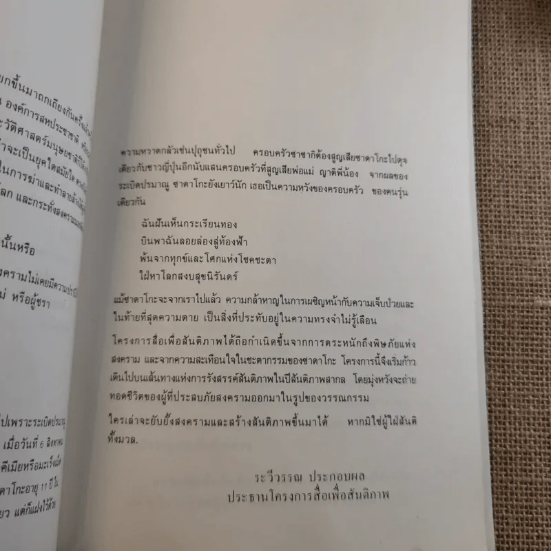 สื่อเพื่อสันติภาพ ชุดที่ 1 ซาดาโกะกับนกกระเรียนพันตัว - อีลิเนอร์ เคอร์ รูปที่ 10