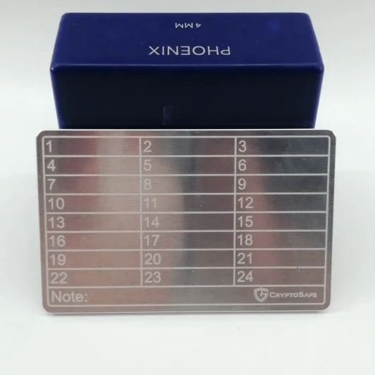 CryptoSafe Lite แผ่นเหล็กหนา 2.5mm Cryptosteel Crypto Steel เก็บ Seed Phrase 24 คำ + เหล็กตอกตัวอักษรภาษาอังกฤษ ขนาด2-6mm รูปที่ 5