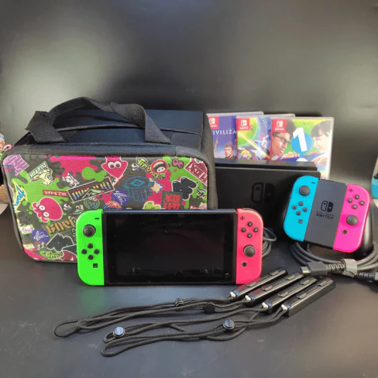 เครื่อง Nintendo Switch + 4 จอย + 3 เกม + กระเป๋า (มือสองเล่นได้ปกติ) รูปที่ 1