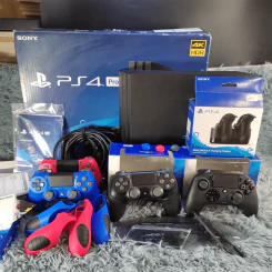 เครื่อง PlayStation Pro4 PS4 Pro มือสอง + 4 จอย (3 จอยไร้สาย, 1 จอยมีสาย) + แท่นชาร์จจอย รูปที่ 2