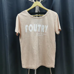 เสื้อยืดแขนสั้น สีชมพูอ่อน อก 40 นิ้ว, ยาว 24 นิ้ว รูปที่ 1