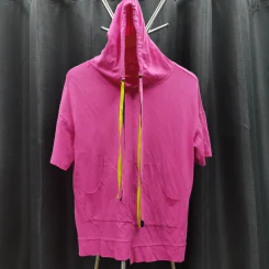 เสื้อฮู้ดแขนสั้น สีชมพู อก 42 นิ้ว, ยาว 25 นิ้ว รูปที่ 1