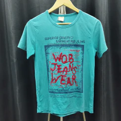 เสื้อยืดแขนสั้น สีเขียวอมฟ้า อก 34 นิ้ว, ยาว 24 นิ้ว รูปที่ 1