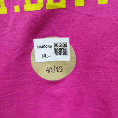 เสื้อยืดแขนสั้น สีชมพู ตกแต่งปลายสีเหลือง อก 40 นิ้ว, ยาว 23 นิ้ว รูปที่ 5