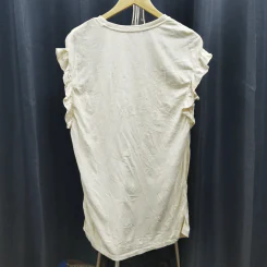 เสื้อยืดแขนกุด สีขาวครีม ดอกไม้ Hello อก 36 นิ้ว, ยาว 30 นิ้ว รูปที่ 4