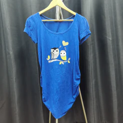 เสื้อยืดแขนสั้น สีน้ำเงิน ลายนกฮูก อก 34 นิ้ว, ยาว 28 นิ้ว รูปที่ 1