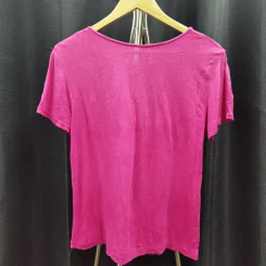 เสื้อยืดแขนสั้น สีชมพู ปักตกแต่งดอกไม้ อก 40 นิ้ว, ยาว 23 นิ้ว รูปที่ 3