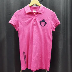 เสื้อโปโล สีชมพู ปักลายลิง อก 36 นิ้ว, ยาว 25 นิ้ว รูปที่ 1