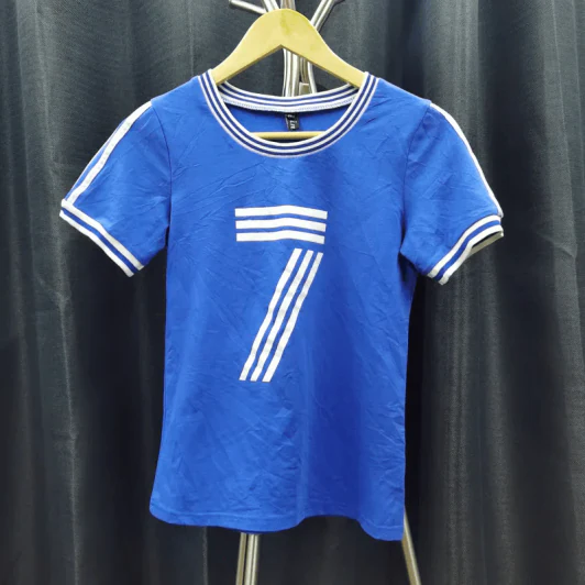 เสื้อยืดแขนสั้น หมายเลข 7 สีน้ำเงิน อก 32 นิ้ว, ยาว 21 นิ้ว รูปที่ 1