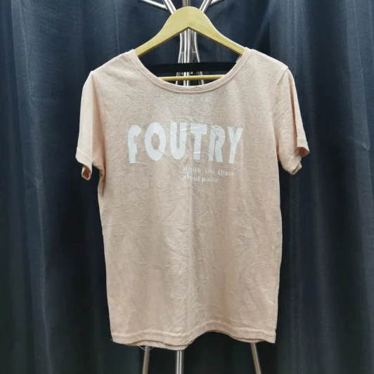 เสื้อยืดแขนสั้น สีชมพูอ่อน อก 40 นิ้ว, ยาว 24 นิ้ว รูปที่ 1
