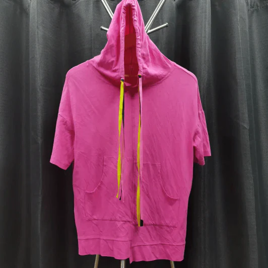 เสื้อฮู้ดแขนสั้น สีชมพู อก 42 นิ้ว, ยาว 25 นิ้ว รูปที่ 1
