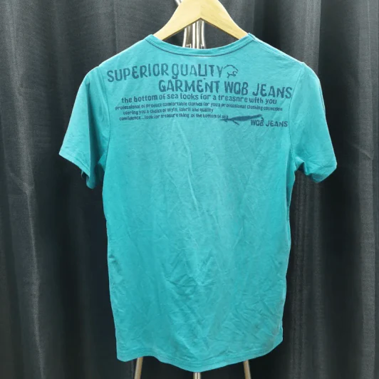 เสื้อยืดแขนสั้น สีเขียวอมฟ้า อก 34 นิ้ว, ยาว 24 นิ้ว รูปที่ 3