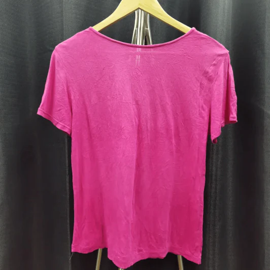 เสื้อยืดแขนสั้น สีชมพู ปักตกแต่งดอกไม้ อก 40 นิ้ว, ยาว 23 นิ้ว รูปที่ 3