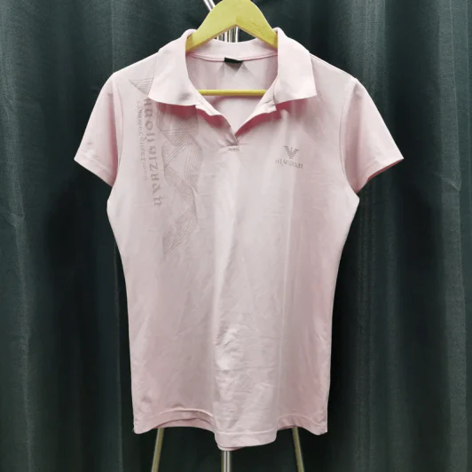 เสื้อโปโลแขนสั้น สีชมพู อก 38 นิ้ว, ยาว 25 นิ้ว รูปที่ 1