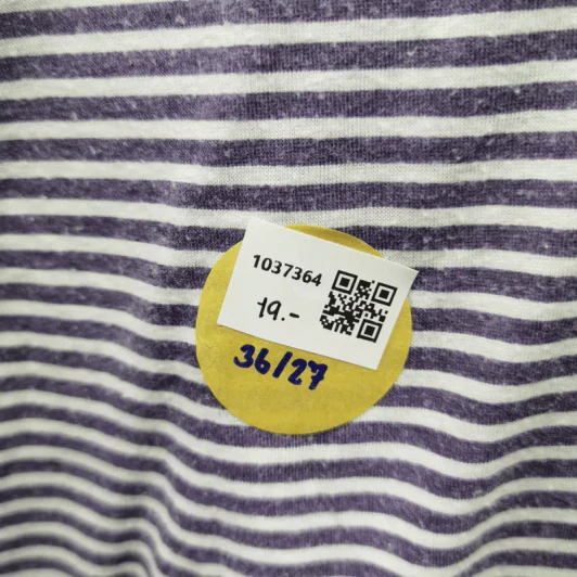 เสื้อยืดแขนสั้น ลายม่วงแนวนอน อก 36 นิ้ว, ยาว 27 นิ้ว รูปที่ 3