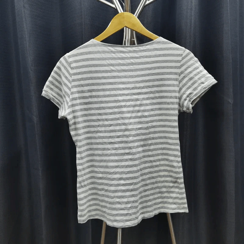 เสื้อยืดแขนสั้น ลายเทาสลับขาว อก 36 นิ้ว, ยาว 22 นิ้ว รูปที่ 2