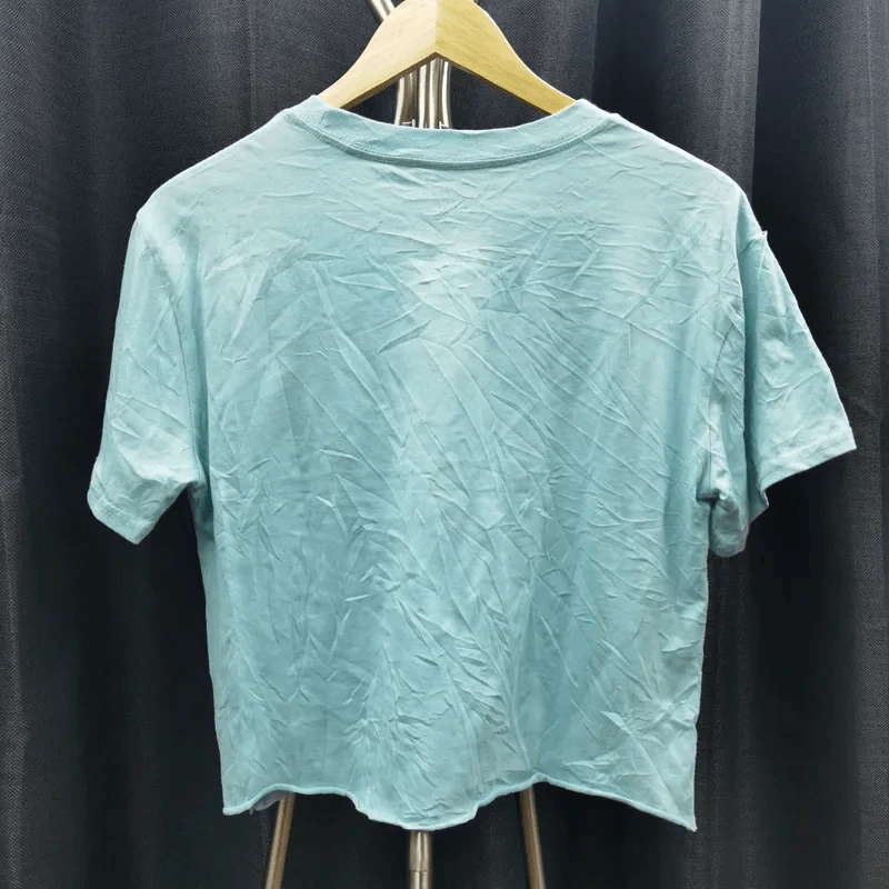 เสื้อครอป Mighty Fine สีฟ้าอมเขียว ลาย Girls Can อก 40 นิ้ว, ยาว 19 นิ้ว รูปที่ 2