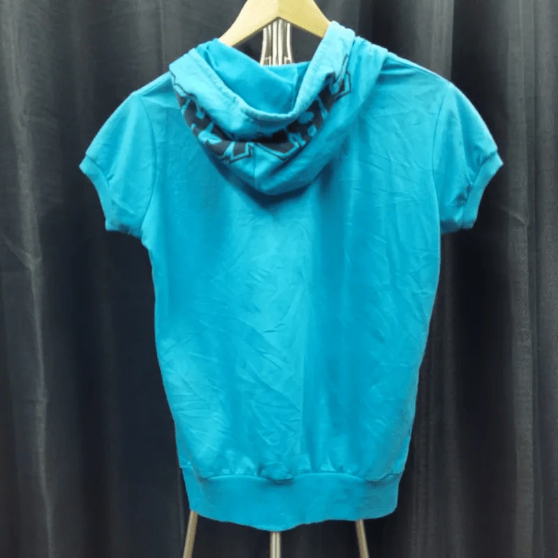 เสื้อฮู้ดแขนสั้น สีฟ้า อก 38 นิ้ว, ยาว 23 นิ้ว รูปที่ 4