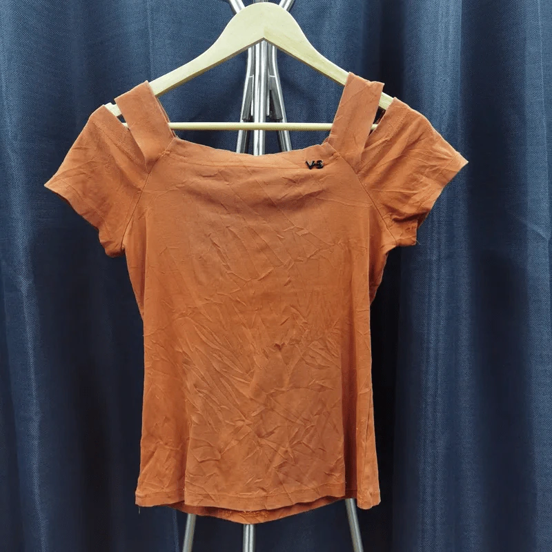 เสื้อยืดแฟชั่น สีส้มอมน้ำตาล อก 32 นิ้ว, ยาว 21 นิ้ว รูปที่ 1