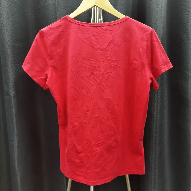 เสื้อยืดแขนสั้น สีแดง การ์ตูนยิ้ม อก 38 นิ้ว, ยาว 22 นิ้ว รูปที่ 3
