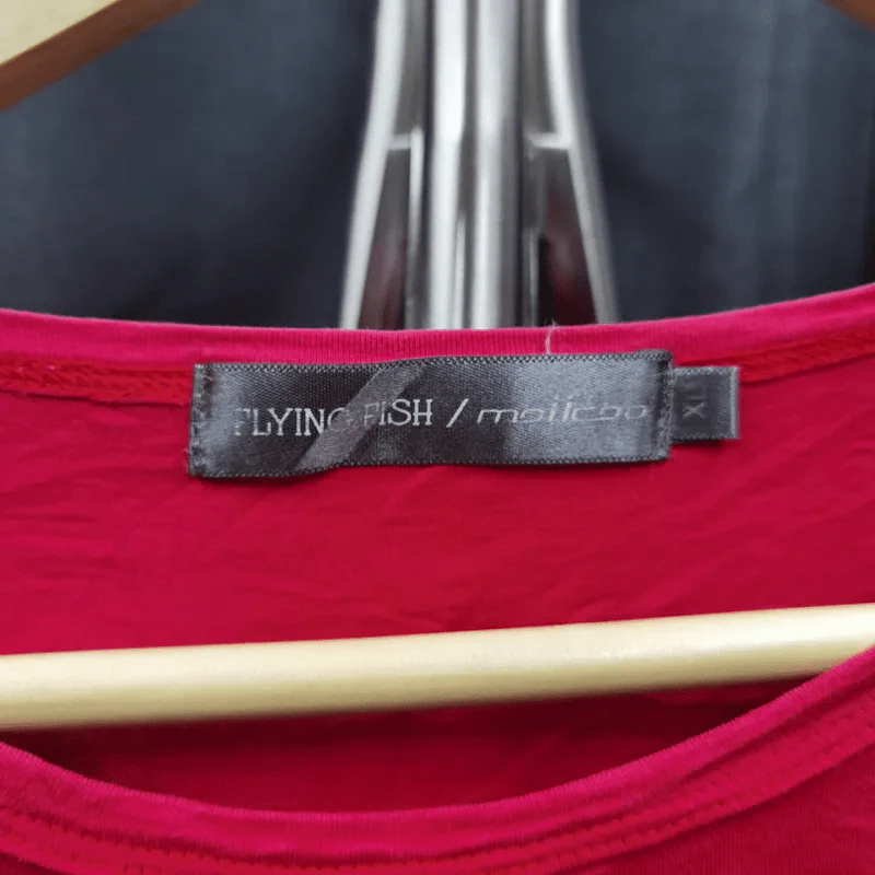 เสื้อยืดแขนสั้น สีแดง การ์ตูนยิ้ม อก 38 นิ้ว, ยาว 22 นิ้ว รูปที่ 4