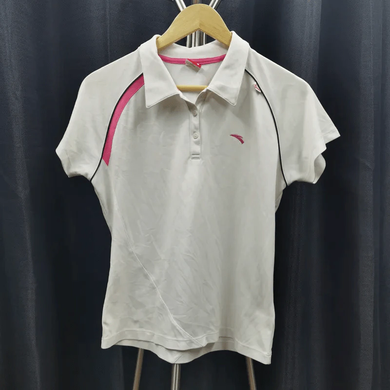เสื้อโปโล สีขาว ตกแต่งลายชมพู อก 38 นิ้ว, ยาว 22 นิ้ว รูปที่ 1