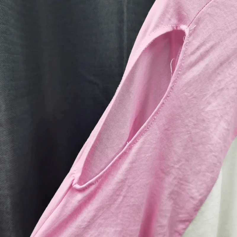 เสื้อแฟชั่น สีขาว แขนเสื้อสีชมพูเหลือง อก 64 นิ้ว, ยาว 30 นิ้ว รูปที่ 3