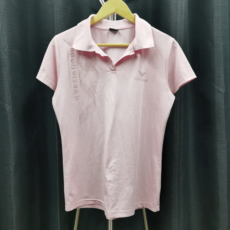เสื้อโปโลแขนสั้น สีชมพู อก 38 นิ้ว, ยาว 25 นิ้ว รูปที่ 1