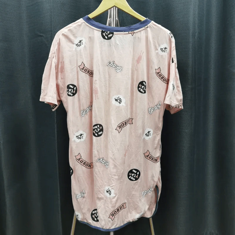 เสื้อยืดแขนสั้น สีชมพูอ่อน อก 52 นิ้ว, ยาว 31 นิ้ว รูปที่ 2