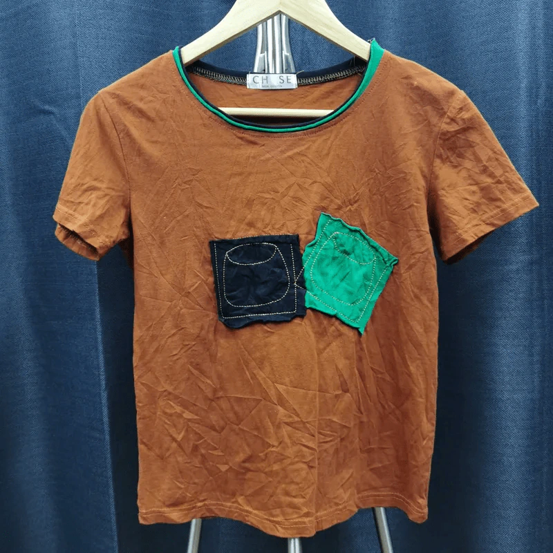 เสื้อยืดแขนสั้น สีน้ำตาล อก 34 นิ้ว, ยาว 21 นิ้ว รูปที่ 1