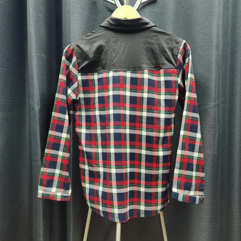 เสื้อเชิ้ตแขนยาว สีดำลายสก๊อตแดงสลับเขียว อก 36 นิ้ว, ยาว 25 นิ้ว รูปที่ 2