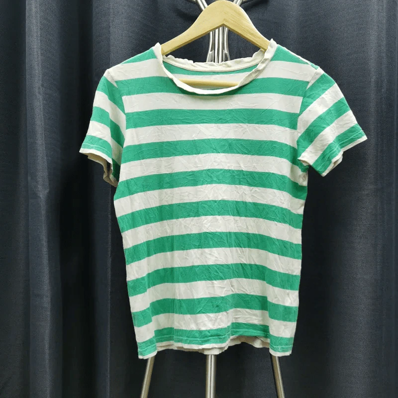 เสื้อยืด สีเขียวสลับขาว อก 36 นิ้ว, ยาว 22 นิ้ว รูปที่ 1