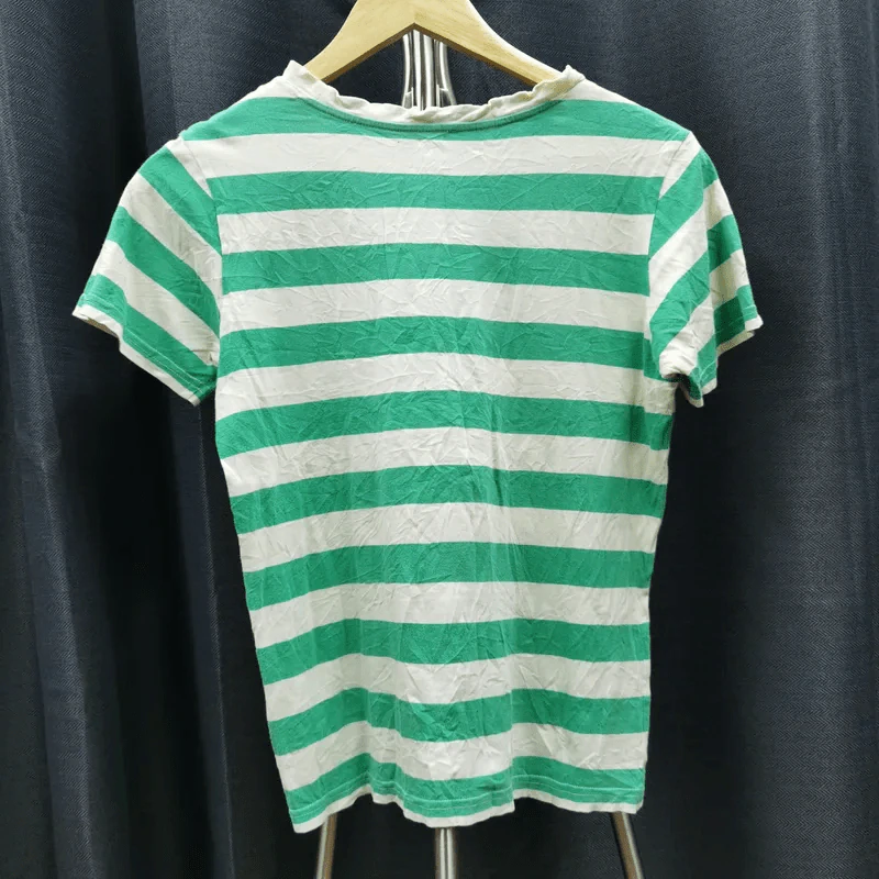 เสื้อยืด สีเขียวสลับขาว อก 36 นิ้ว, ยาว 22 นิ้ว รูปที่ 2