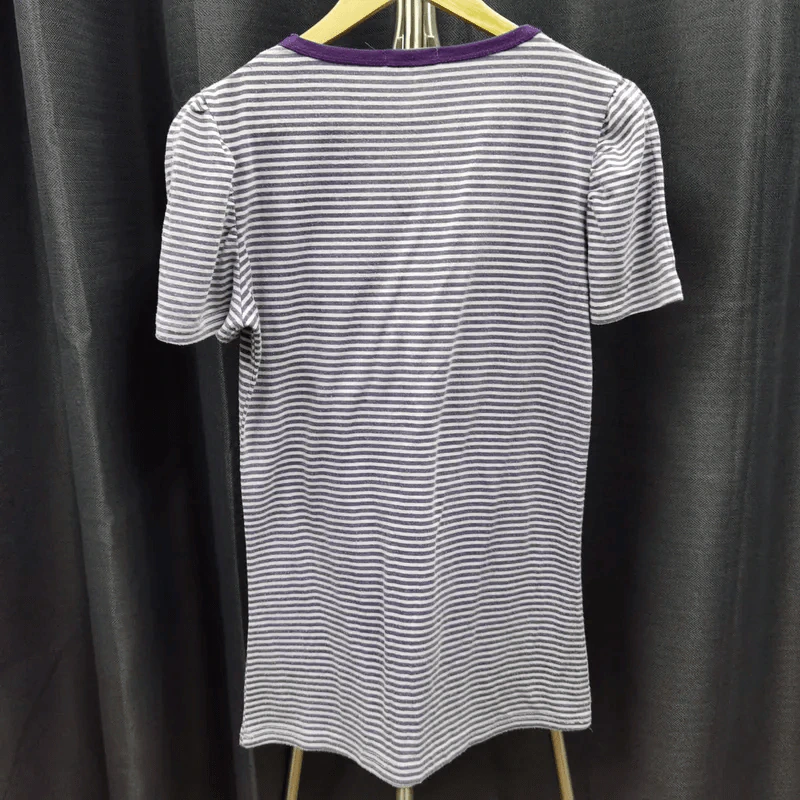 เสื้อยืดแขนสั้น ลายม่วงแนวนอน อก 36 นิ้ว, ยาว 27 นิ้ว รูปที่ 2