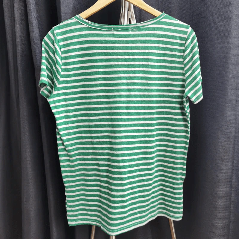 เสื้อยืดแขนสั้น สีเขียวสลับขาว อก 40 นิ้ว, ยาว 25 นิ้ว รูปที่ 2