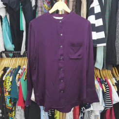 เสื้อเชิ้ตแขนยาว สีม่วง Zara อก 44-46 นิ้ว, ยาว 30 นิ้ว รูปที่ 1