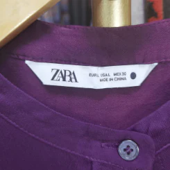 เสื้อเชิ้ตแขนยาว สีม่วง Zara อก 44-46 นิ้ว, ยาว 30 นิ้ว รูปที่ 2