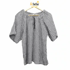 เสื้อลายตารางดำขาว Uniqlo อก 44-48 นิ้ว, ยาว 25 นิ้ว รูปที่ 1