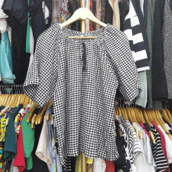 เสื้อลายตารางดำขาว Uniqlo อก 44-48 นิ้ว, ยาว 25 นิ้ว รูปที่ 2