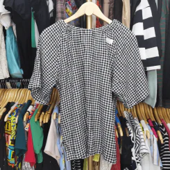 เสื้อลายตารางดำขาว Uniqlo อก 44-48 นิ้ว, ยาว 25 นิ้ว รูปที่ 5