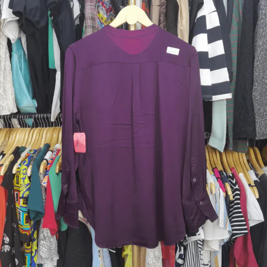 เสื้อเชิ้ตแขนยาว สีม่วง Zara อก 44-46 นิ้ว, ยาว 30 นิ้ว รูปที่ 3